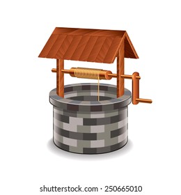 Water well isolated on white photo-realistic vector illustration
