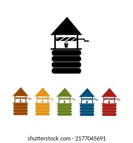 Icono de ajuste de pozos de agua en diferentes colores, ilustración vectorial aislada.