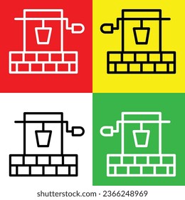 Water well Vector Icon, Lineal style icon, from Agriculture icons collection, isolated on Red, Yellow, White and Green Background.