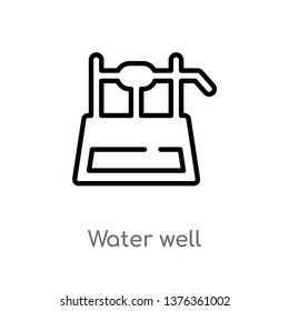 water well vector line icon. Simple element illustration. water well outline icon from agriculture farming concept. Can be used for web and mobile