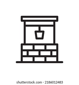Water Well Vector Outline Icon. EPS 10 File Park and Nature Symbol