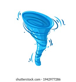 Wasserwhirpool stürmt. Schwirbelnder Wasserwirbel im Cartoon-Stil. Vektorgrafik einzeln auf weißem Hintergrund