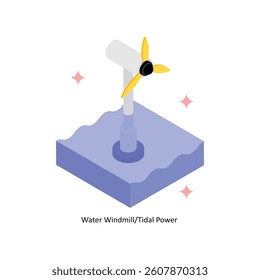 Water Windmill Concept isometric Style Illustrations. Eps 10 File
