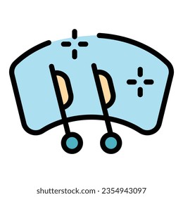 Water windshield wiper icon outline vector. Car glass. Rain blade color flat