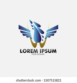 water and wings logo icon for nature and business company