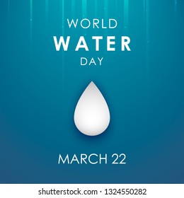 Water World Day - vector waterdrop concept. Save the water - ecology concept dark blue gradient background