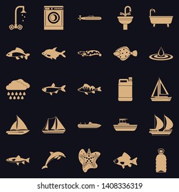 Water world icons set. Simple set of 25 water world vector icons for web for any design