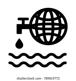 water world vector line icon, sign, illustration 