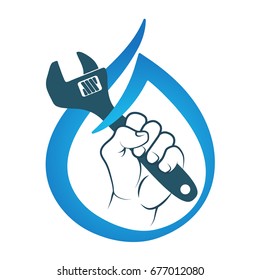 Water Wrench Hand Repair Plumbing Symbol Stock Vector (Royalty Free ...