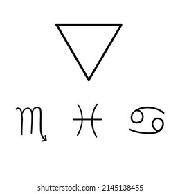 Water zodiac symbol set for astrological horoscope.