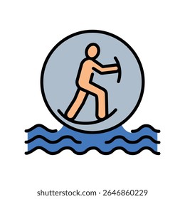 water zorbing color flat icon for digital and print projects.  Minimal clean icons for apps and websites. Modern simple icons for UI UX and branding