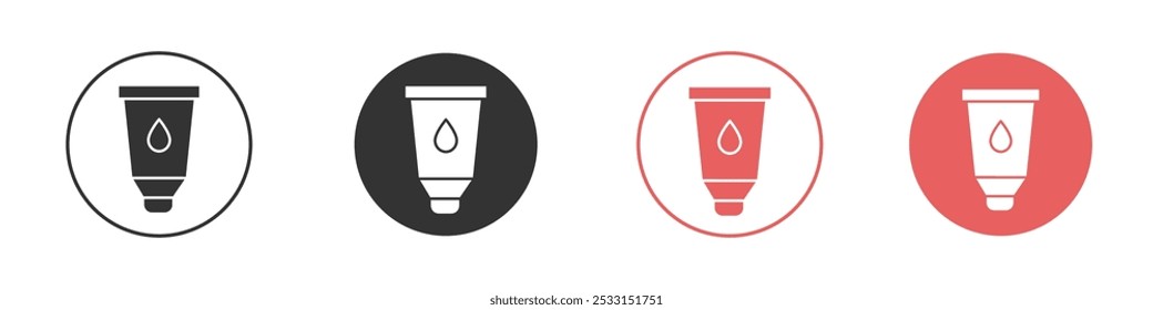 Wasserbasiertes Schmiermittel-Symbol Flaches Set in schwarz-weißer Farbe