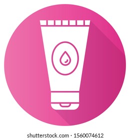 Water-based lubricant pink flat design long shadow glyph icon. Male, female product for safe sex. Healthy intercourse. Natural gel, lube. Product for intimate hygiene. Vector silhouette illustration