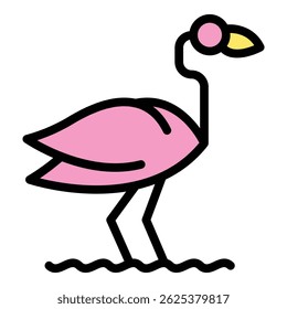 Waterbird flamingo icon. Outline Waterbird flamingo vector icon for web design isolated on white background color flat