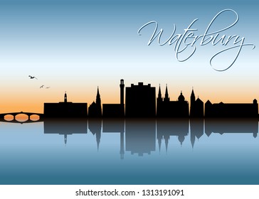 Waterbury skyline - Connecticut, United States of America, USA - vector illustration