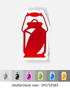 water-can paper sticker with shadow. Vector illustration