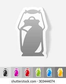 water-can paper sticker with shadow. Vector illustration