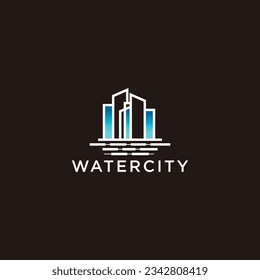 watercity logo with icon Logo Design Vector