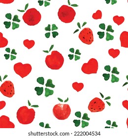 Watercolo heart seamless pattern. Eps 10.