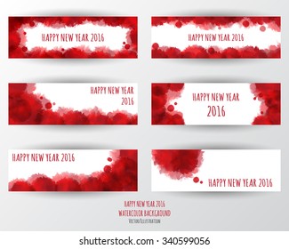 Watercolor 2016 Happy New Year banner background.vector.
