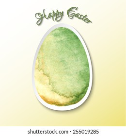 Watercolor 3d Easter egg in green and yellow colors. Easter design element.