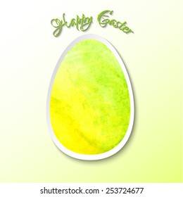 Watercolor 3d Easter egg in yellow and green colors. Easter design element.