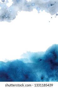 Watercolor abstract aquamarine, background, hand drawn watercolour blue  texture Vector illustration