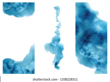 Watercolor abstract aquamarine, background, hand drawn watercolour blue  texture Vector illustration