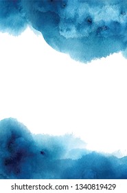 Watercolor abstract aquamarine, background, hand drawn watercolour blue  texture Vector illustration