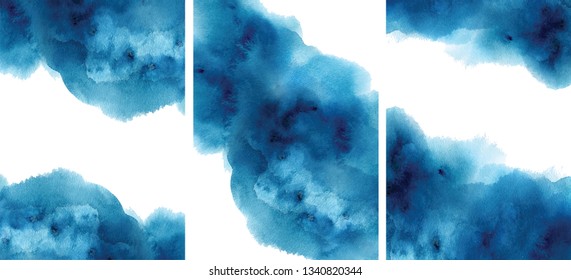 Watercolor abstract aquamarine, background, hand drawn watercolour blue  texture Vector illustration