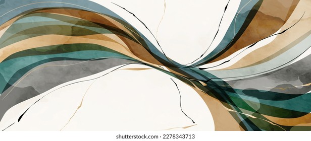 Watercolor abstract art background with hand drawn waves. Banner with ink texture for wallpaper design, decor, interior design, invitations.