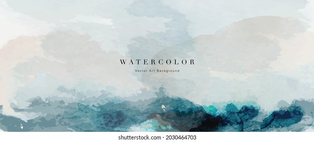 Watercolor abstract art background vector. Wallpaper design with paint brush beige watercolor. Illustration for prints, wall art, cover and invitation cards.