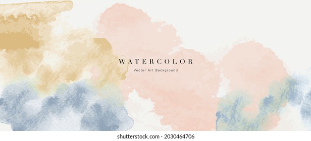 Watercolor abstract art background vector. Wallpaper design with paint brush beige watercolor. Illustration for prints, wall art, cover and invitation cards.