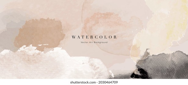 Watercolor abstract art background vector. Wallpaper design with paint brush beige watercolor. Illustration for prints, wall art, cover and invitation cards.