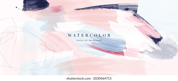 Watercolor abstract art background vector. Wallpaper design with paint brush beige watercolor. Illustration for prints, wall art, cover and invitation cards.