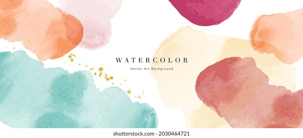 Watercolor abstract art background vector. Wallpaper design with paint brush beige watercolor. Illustration for prints, wall art, cover and invitation cards.