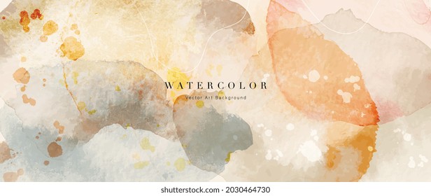 Watercolor abstract art background vector. Wallpaper design with paint brush beige watercolor. Illustration for prints, wall art, cover and invitation cards.