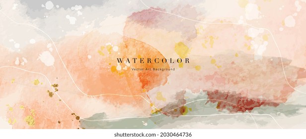 Watercolor abstract art background vector. Wallpaper design with paint brush beige watercolor. Illustration for prints, wall art, cover and invitation cards.