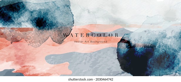 Watercolor abstract art background vector. Wallpaper design with paint brush beige watercolor. Illustration for prints, wall art, cover and invitation cards.