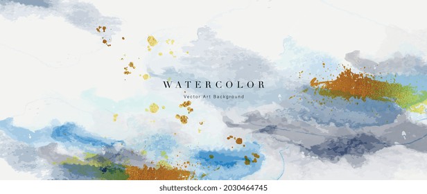 Watercolor abstract art background vector. Wallpaper design with paint brush beige watercolor. Illustration for prints, wall art, cover and invitation cards.