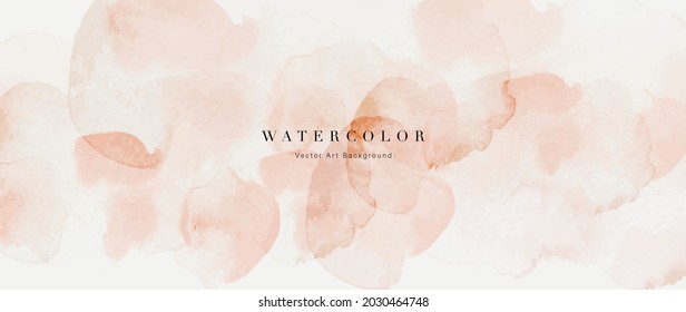 Watercolor abstract art background vector. Wallpaper design with paint brush beige watercolor. Illustration for prints, wall art, cover and invitation cards.