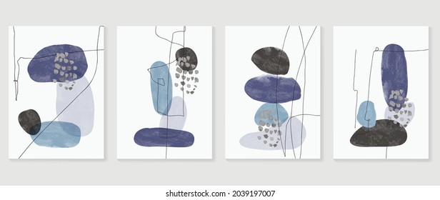 Vector de fondo de arte abstracto de acuarela. Diseño de arte moderno de mediados de siglo para afiches, artes murales, papel pintado y decoración casera. Ilustración vectorial.