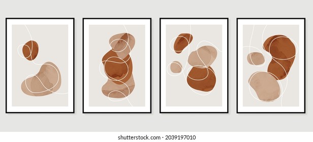 Watercolor abstract art background vector. Mid century modern art design for poster, wall arts, wallpaper and home deco. Vector illustration.