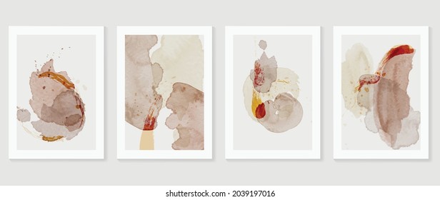 Watercolor abstract art background vector. Mid century modern art design for poster, wall arts, wallpaper and home deco. Vector illustration.