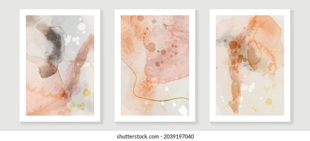 Watercolor abstract art background vector. Mid century modern art design for poster, wall arts, wallpaper and home deco. Vector illustration.