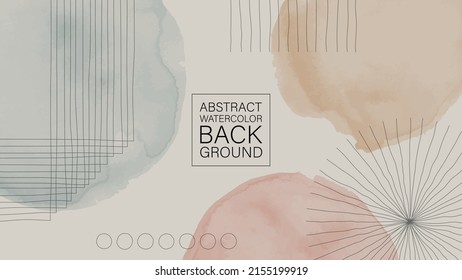 Watercolor abstract art vector background.  Design with line  shapes, illustration, template for social media, websites, wall art, wallpaper, ivitation card, cover, poster
