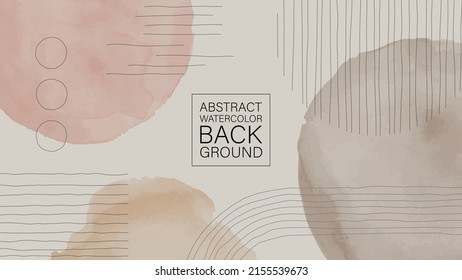 Watercolor abstract art vector background.  Design with line  shapes, illustration, template for social media, websites, wall art, wallpaper, ivitation card, cover, poster
