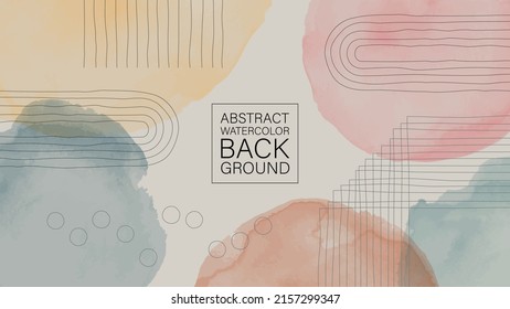 Watercolor abstract art vector background.  Design with line  shapes, illustration, template for social media, websites, wall art, wallpaper, ivitation card, cover, poster
