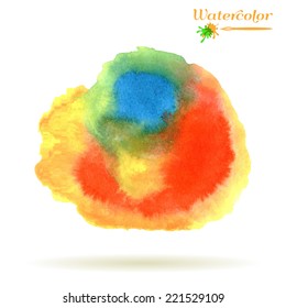 Watercolor abstract autumn paint, vector isolated design element on white background