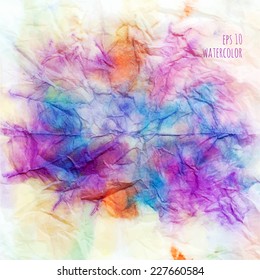 Watercolor abstract background crumpled paper. 